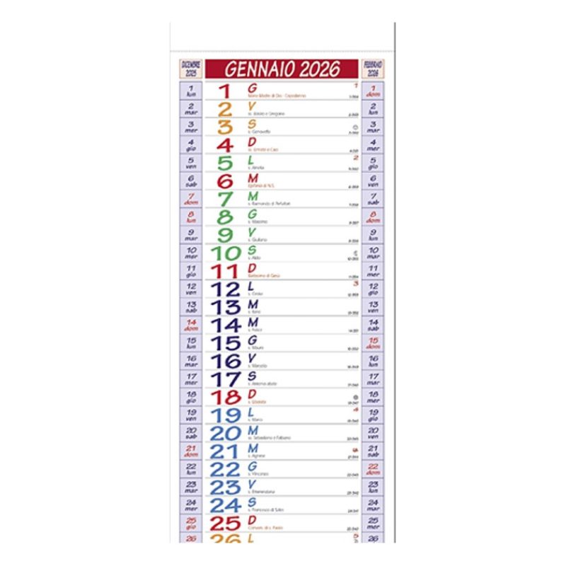 Printolo Calendario Olandese 2026 slim personalizzabile rosso 14x47...