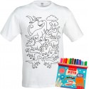 T-shirt da colorare Dinosauri Fantastici per bambini con 12 pennarelli lavabili, 100% cotone, regalo creativo