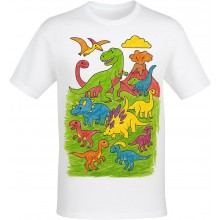 T-shirt da colorare Dinosauri Fantastici per bambini con 12 pennarelli lavabili, 100% cotone, regalo creativo