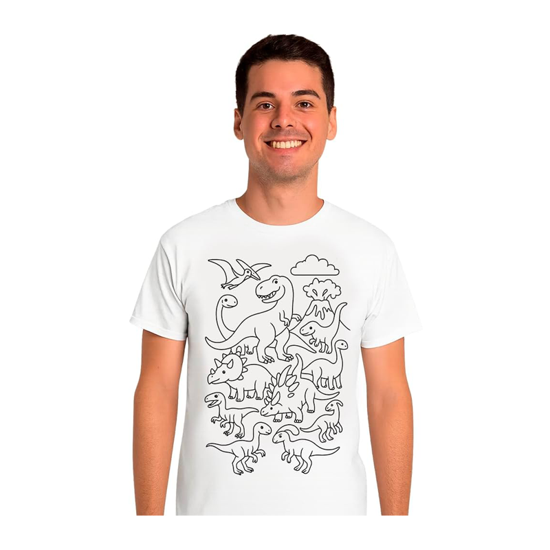 Printolo T-shirt da colorare Dinosauri Fantastici per bambini con 1...