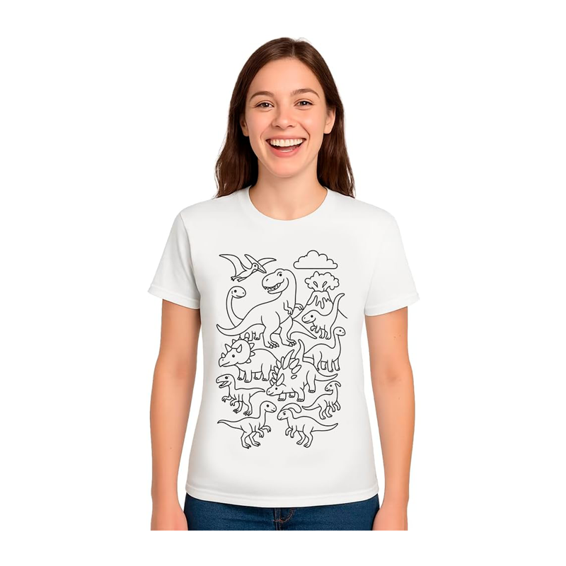 Printolo T-shirt da colorare Dinosauri Fantastici per bambini con 1...