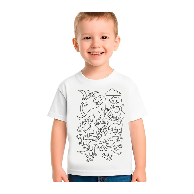 Printolo T-shirt da colorare Dinosauri Fantastici per bambini con 1...