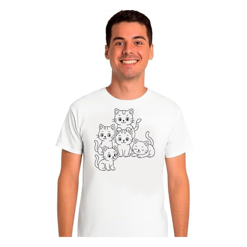 Printolo T-shirt da colorare Gattini Felici per bambini con 12 penn...