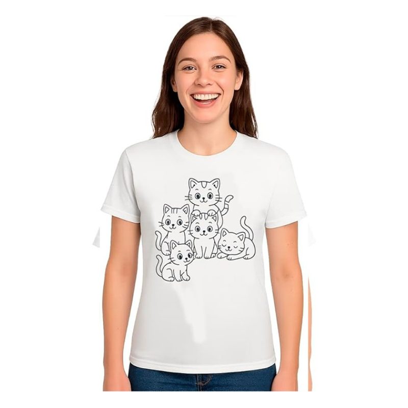 Printolo T-shirt da colorare Gattini Felici per bambini con 12 penn...