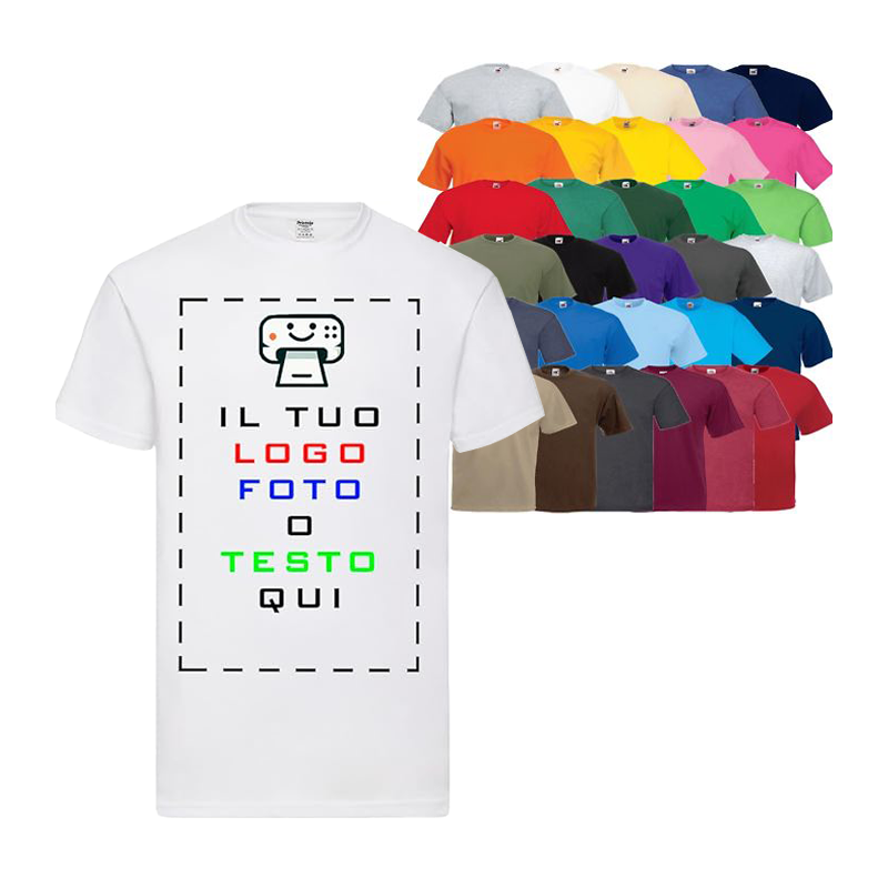 T-shirt uomo personalizzata maglia in cotone organico 100%, stampa foto/loghi/scritte, regalo unico Made in Italy