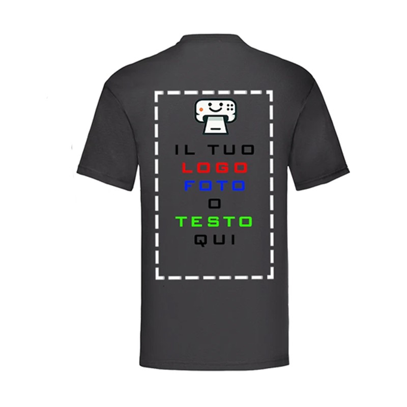 Maglietta Personalizzabile,T-Shirt da Personalizzare con Stampa DTF sul retro, personalizza con Foto Loghi e Scritte