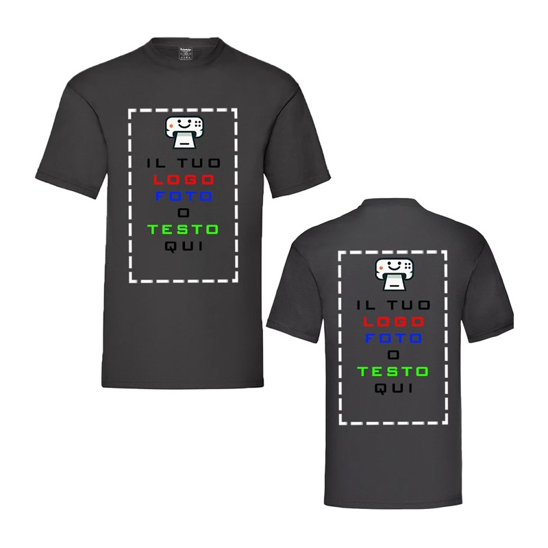 Maglietta Personalizzata, T-Shirt da Personalizzare con Stampa Fronte Retro, personalizza con Foto Loghi e Scritte