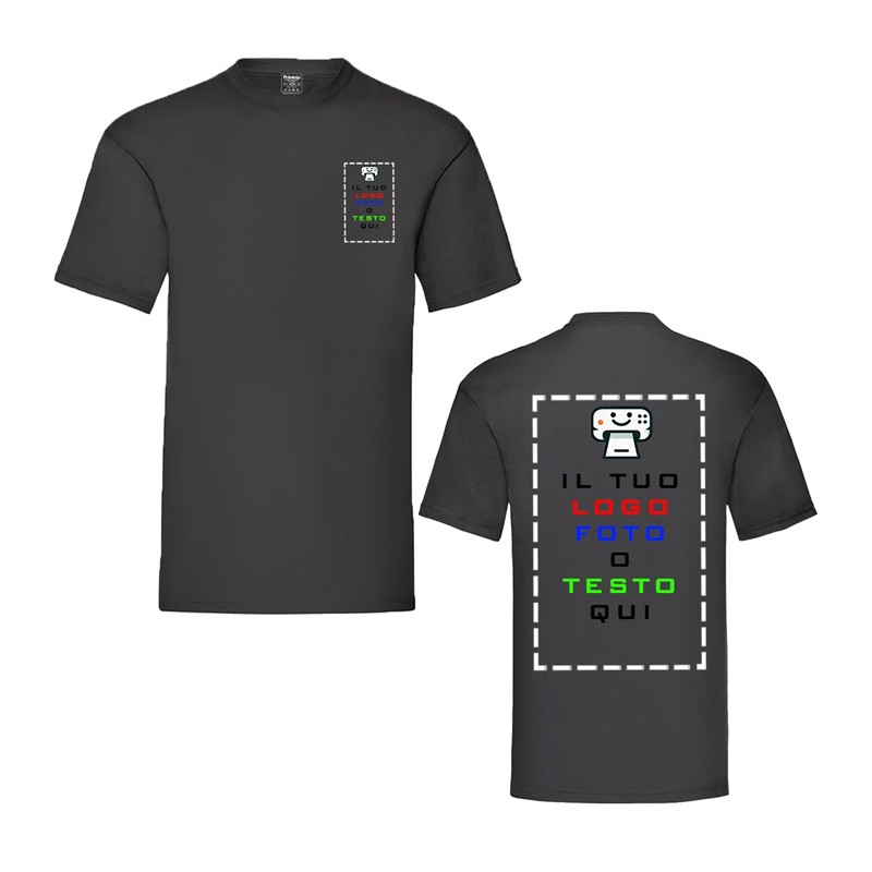 Maglietta Personalizzata,T-Shirt da Personalizzare con Stampa sul cuore e retro,con Foto Loghi e Scritte