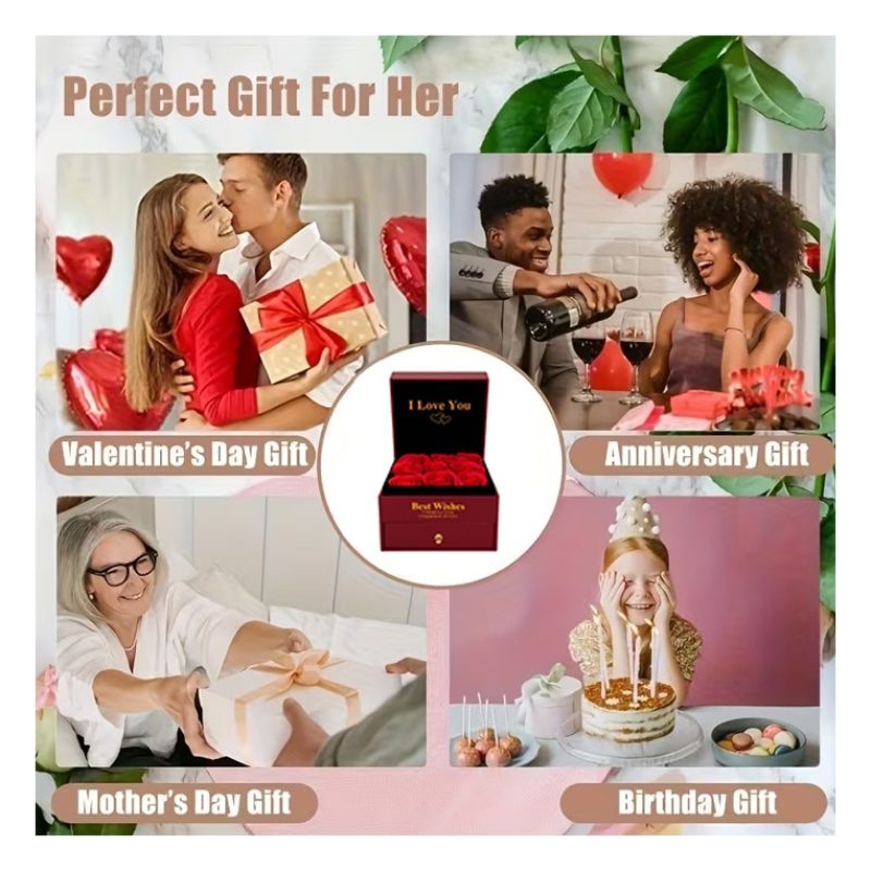 Generico Rosa Rossa Eterna Stabilizzata cofanetto, Idea Regalo Donn...