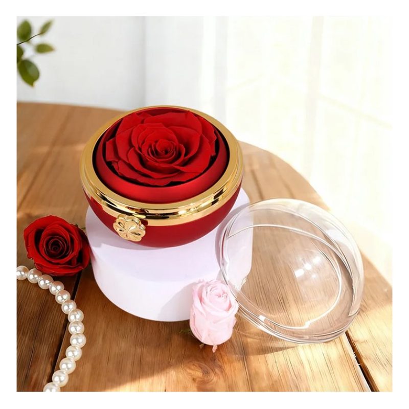 Cofanetto Scatola con Rosa Rossa eterna per Anello Fidanzamento sen...