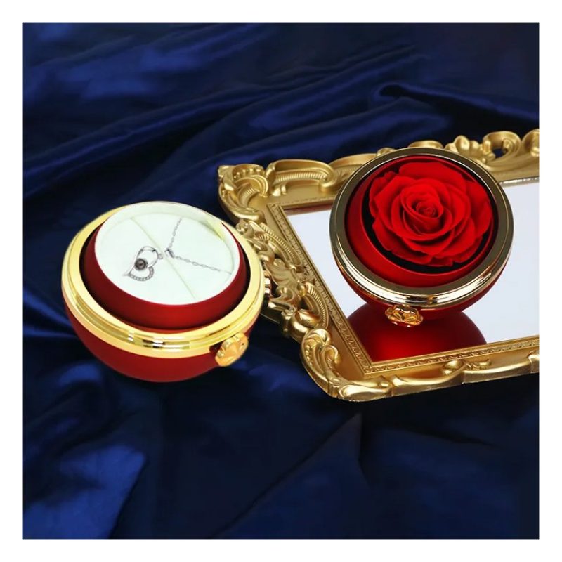 Cofanetto Scatola con Rosa Rossa eterna per Anello Fidanzamento sen...