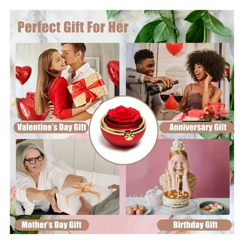 Cofanetto Scatola con Rosa Rossa eterna per Anello Fidanzamento sen...