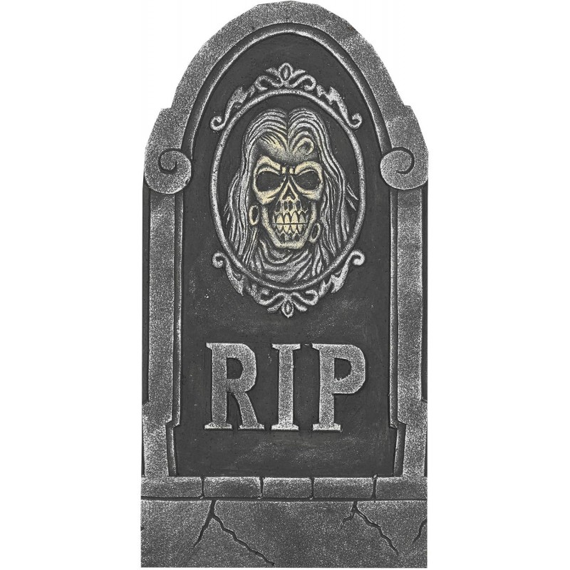 Lapide Tomba di Halloween Teschio e testo R.I.P. Decorazione Horror Grigia