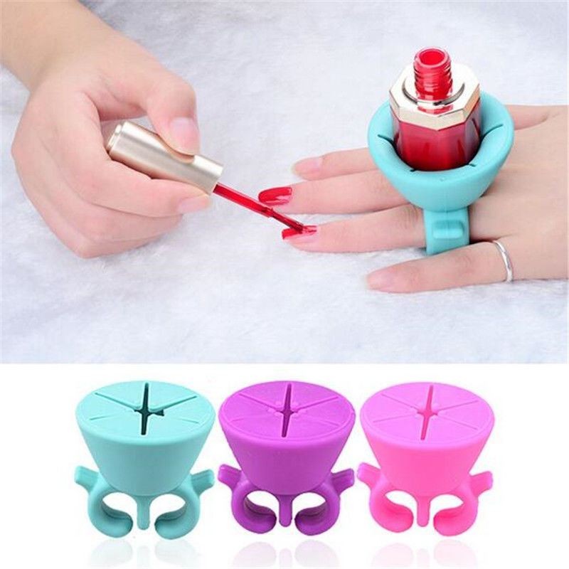 Anello Porta smalto manicure pedicure nail art silicone unghie donna mani piedi