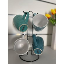 Set 4 tazze mug + stand verticale tazza The Te tisana cappuccino latte 360 ml