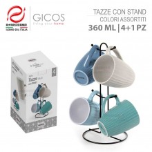 Set 4 tazze mug + stand verticale tazza The Te tisana cappuccino latte 360 ml