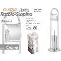 Piantana Bagno Portarotolo carta e Portascopino Acciaio da Terra WC Altezza 80cm