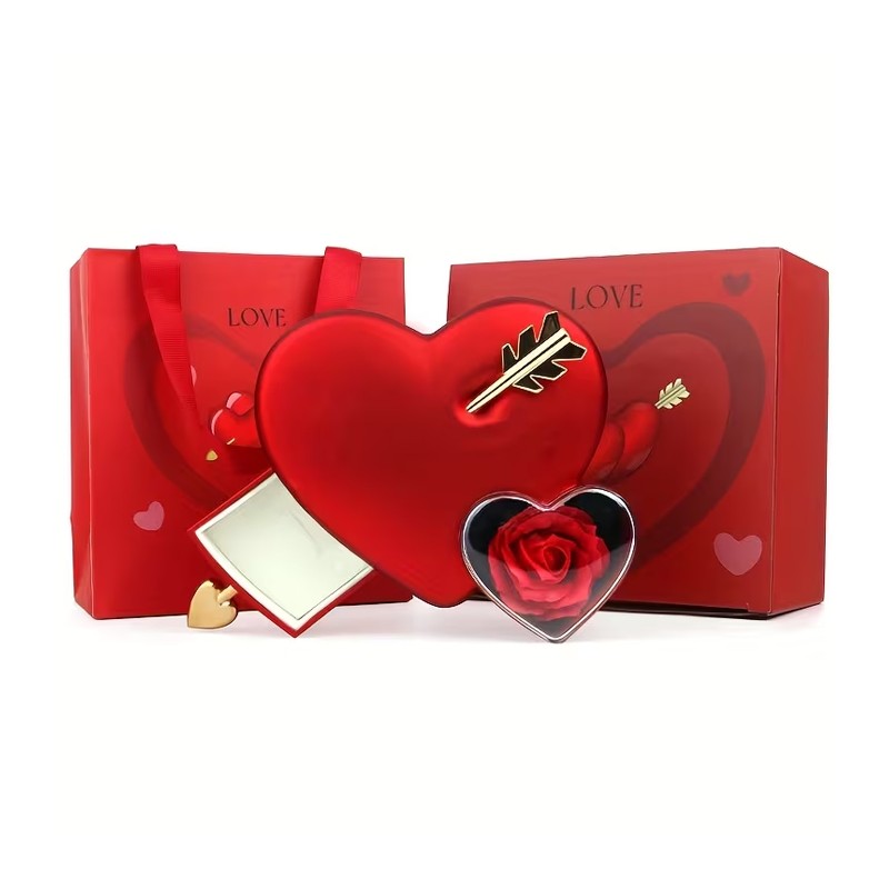 Box Rosa rossa Eterna cofanetto Porta Gioielli Idea Regalo Romantica