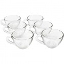 Set di 6 tazzine da caffè senza piattino da 90 ml in vetro trasparente espresso