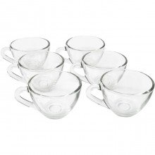 Set di 6 tazzine da caffè senza piattino da 90 ml in vetro trasparente espresso