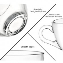 Set di 6 tazzine da caffè senza piattino da 90 ml in vetro trasparente espresso