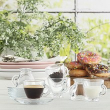 Set di 6 tazzine da caffè senza piattino da 90 ml in vetro trasparente espresso