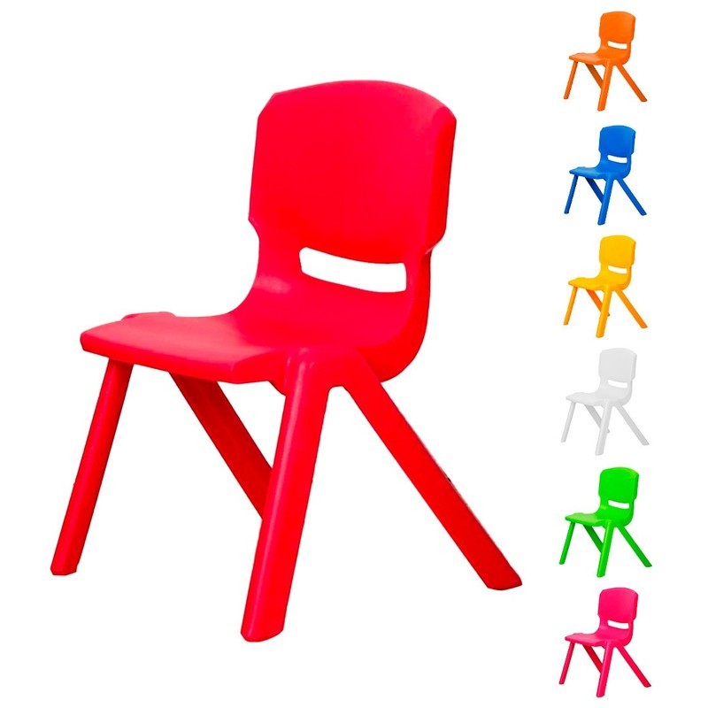 Sedia Colorata per Bambini 60kg in Plastica Modello Impilabile 48x36x33cm