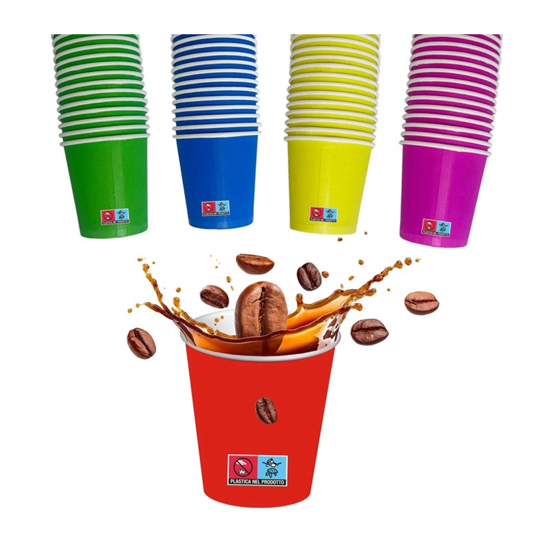 500/1000 Bicchierini caffè monouso in carta bicchieri 75 ml usa e getta colorati