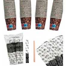 Kit accessori caffè bicchierini in carta 75ml + palettine monouso 1000 pz