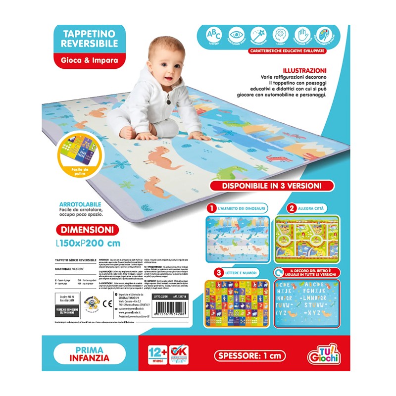 Tu!Giochi Tappeto da gioco cameretta bambini Primi Passi per Neonat...