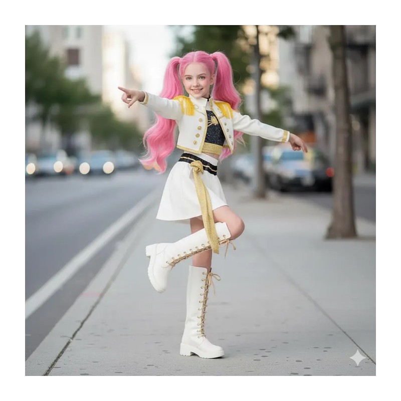 Festaglam Costumi Cosplay - Bambina KPop Demon Hunters Huntrix Whit...