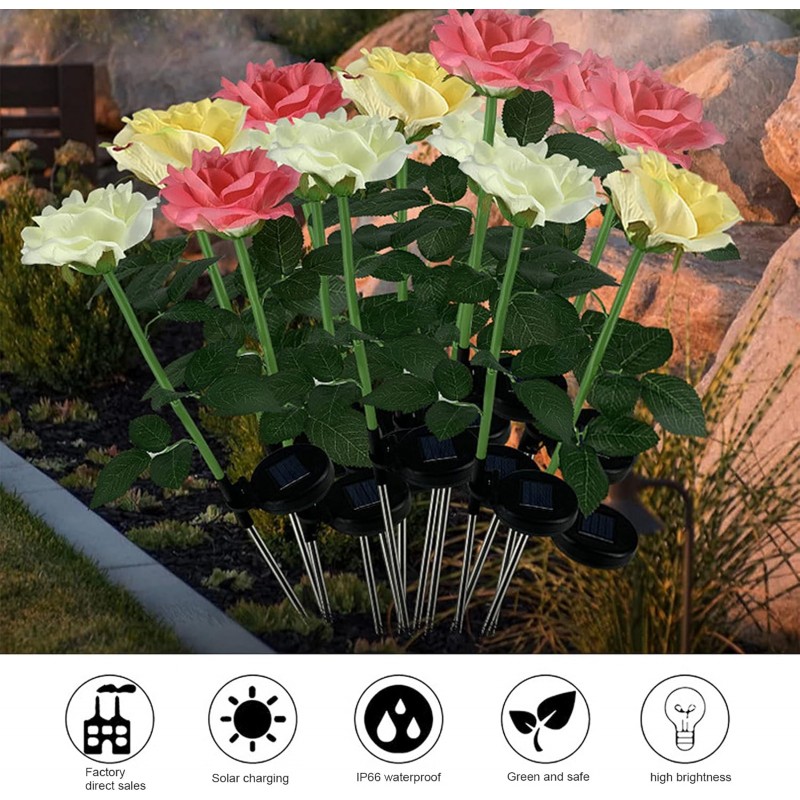 Kmt Style 2xLuci solari forma di fiori led rosa energia solare da g...