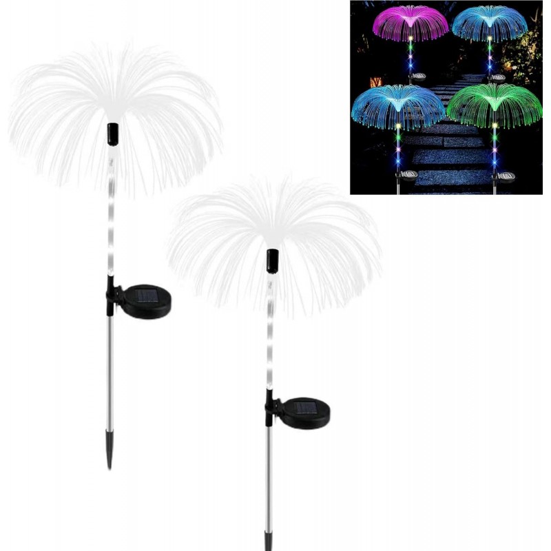 2x Luci solari fibra ottica led RGB energia solare da giardino esterno faretti
