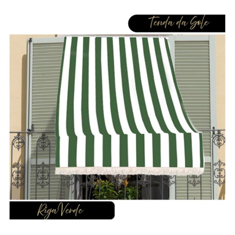 Kmt Style Tende da Sole a Righe Larghe con Anelli a caduta in Tessu...