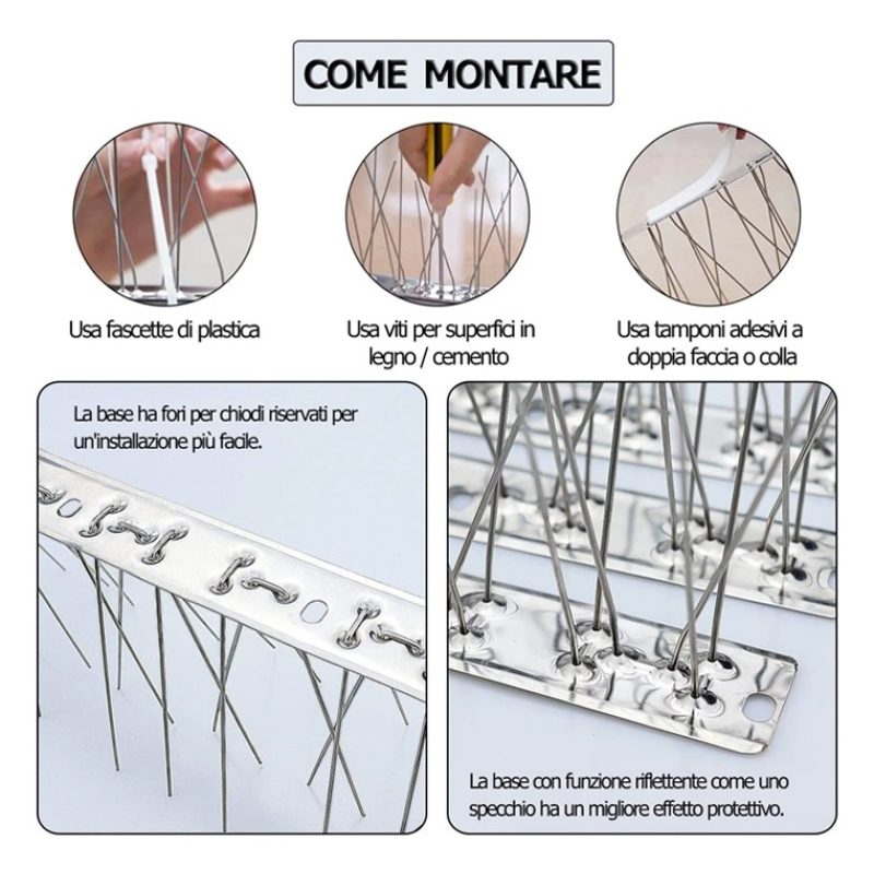 Kmt Style 12mt Dissuasori per piccioni e uccelli volatili flessibil...