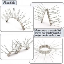 12mt Dissuasori per piccioni e uccelli volatili flessibile acciaio inox 60 aghi