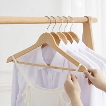 Set 12 Grucce Appendiabiti in Legno per Pantaloni Camicie con Scalanature Spalle