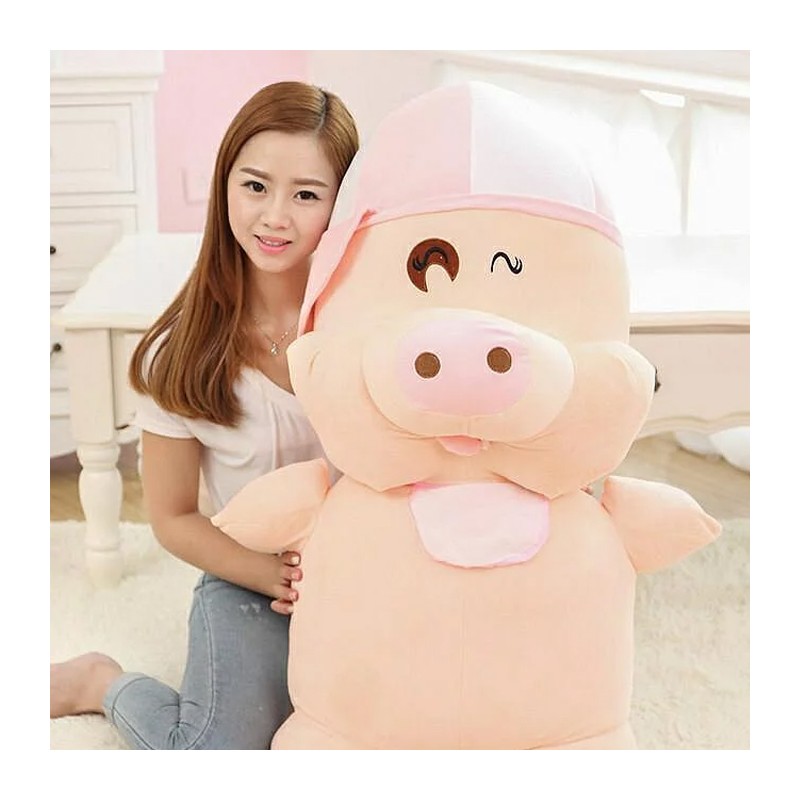 Generico Maialino gigante grande Peluche con cappello 100 cm bambin...