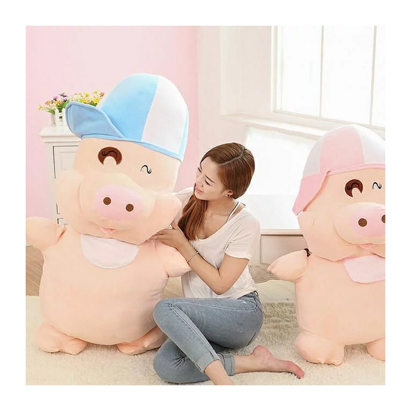 Generico Maialino gigante grande Peluche con cappello 100 cm bambin...
