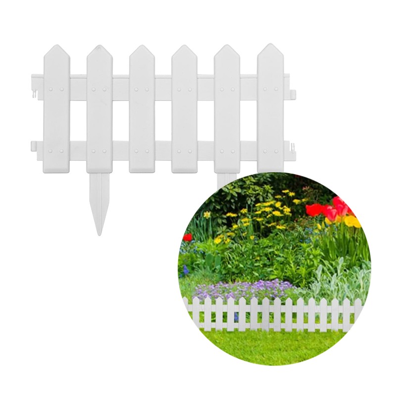 Staccionata steccato recinzione giardino in plastica bianca 6 pz 29,5x40,5 cm