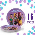 Set Compleanno Tavola K-Pop Demon Hunters 16 persone Stoviglie Decorazioni festa