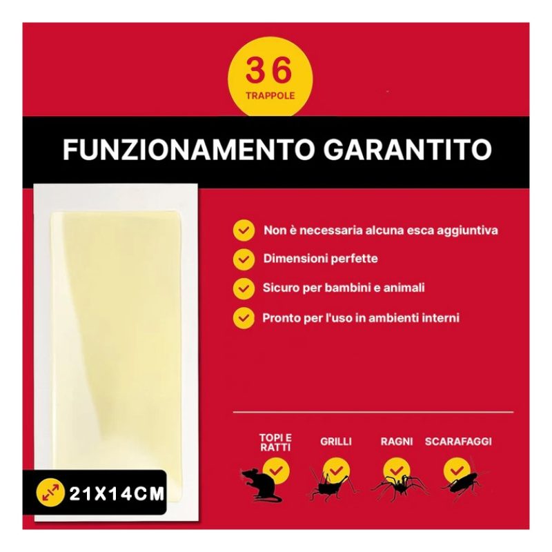 36 Trappola Adesive Per Topi Colla Forte Topicida Senza Veleno Non ...