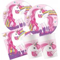 Kit addobbi festa compleanno unicorno X8X16X24X32X48X96 persone piatti bicchieri