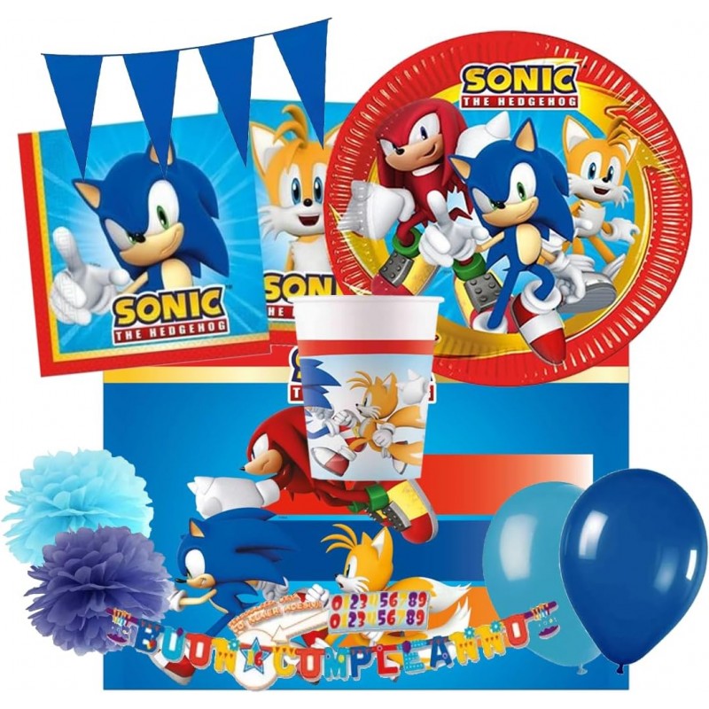 WeParty Kit addobbi festa compleanno Sonic X8X16X24X32X40X96 Person...