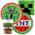 Kit addobbi festa compleanno Minecraft X8X16X24X32X40X48X96 Persone piatti