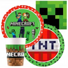 Kit addobbi festa compleanno Minecraft X8X16X24X32X40X48X96 Persone piatti