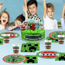 Kit addobbi festa compleanno Minecraft X8X16X24X32X40X48X96 Persone piatti