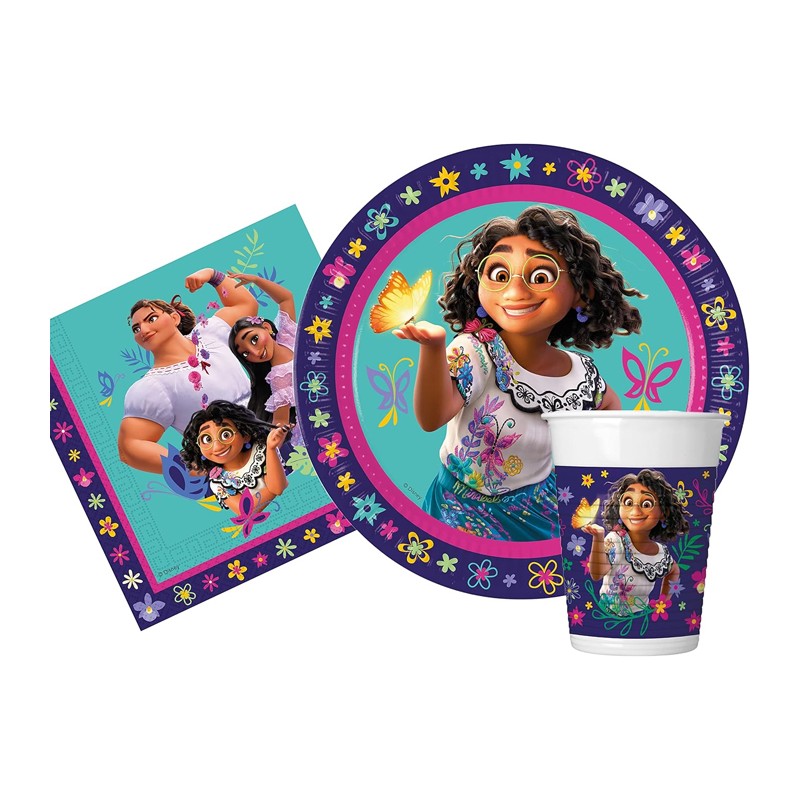 Kit addobbi festa compleanno Encanto X8X16X24X32X40X48X96 Persone piatti