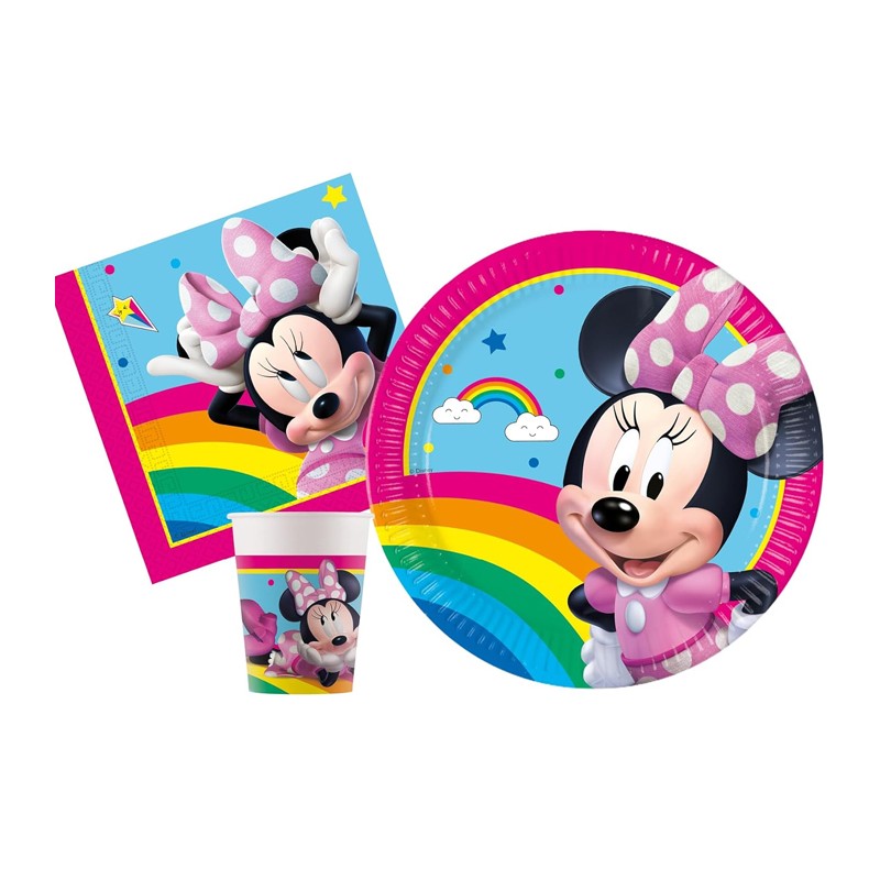 Kit addobbi festa compleanno Minnie mouse X8X16X24X32X40X48X96 Persone piatti