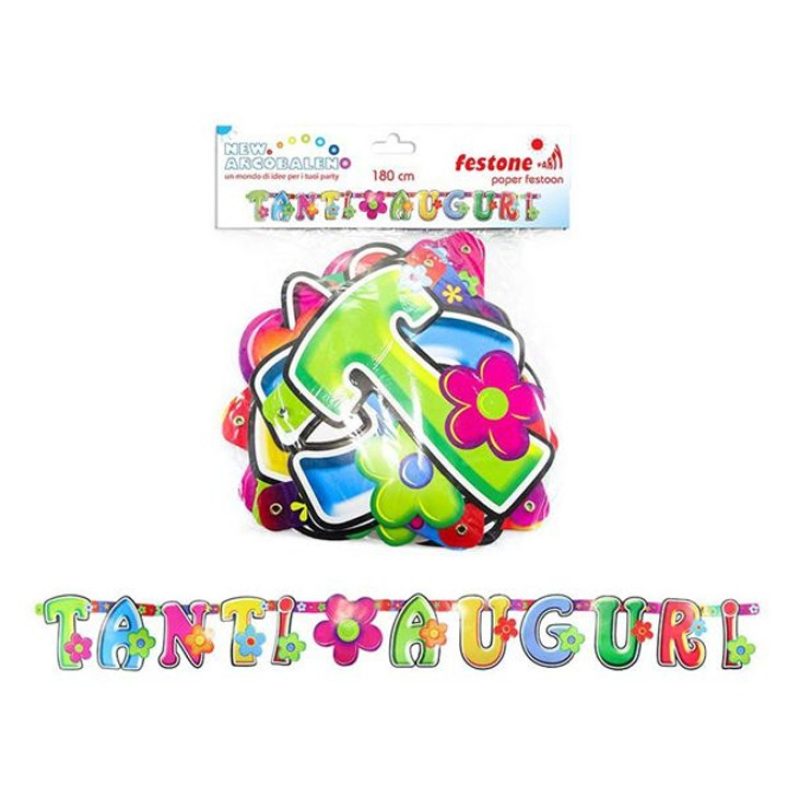 New Arcobaleno 3 festone buon compleanno striscione per party festa...